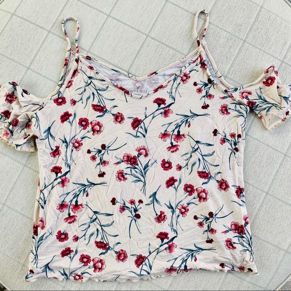 {AEO} Floral Cold Shoulder Top - Picture 4 of 6